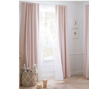 Pottery Barn Kids Bright Linen blackout curtain panel 44” x 84” 1 panel Pink